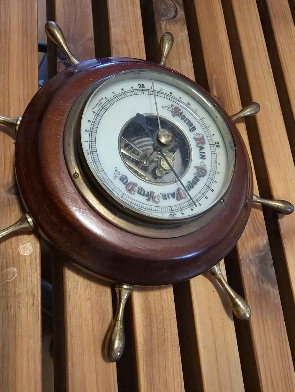 Vintage West Germany "Weather Guide" barometer/1960s/brass With Porcelain Face/